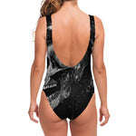 Monochrome Punk Skull Print One Piece Swimsuit