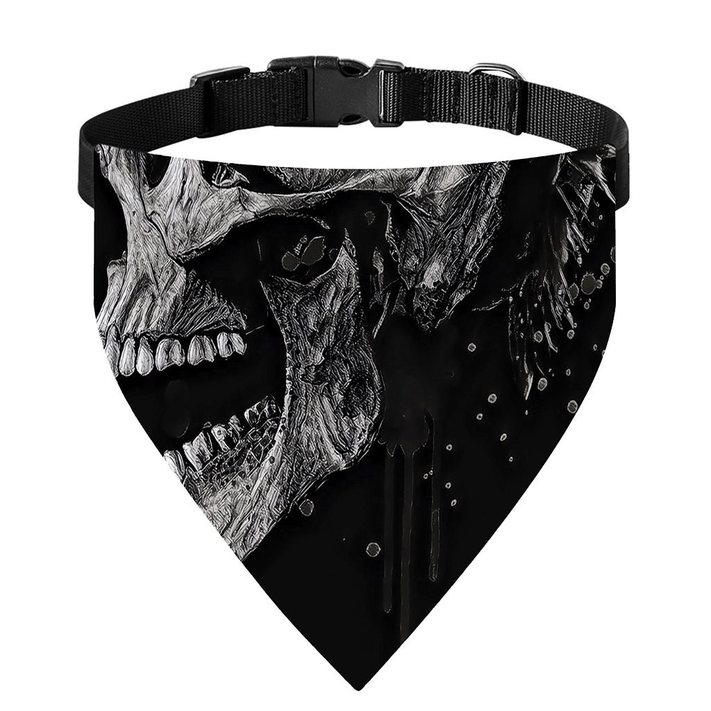 Monochrome Punk Skull Print Over The Collar Dog Bandana