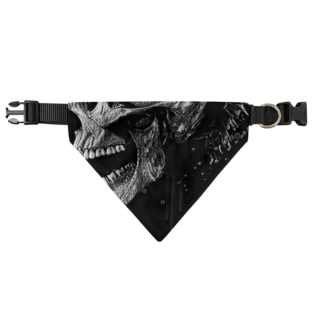 Monochrome Punk Skull Print Over The Collar Dog Bandana