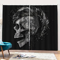 Monochrome Punk Skull Print Pencil Pleat Curtains