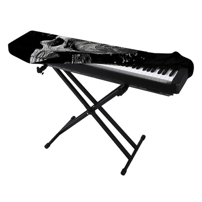 Monochrome Punk Skull Print Piano Keyboard Cover