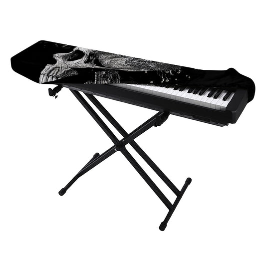 Monochrome Punk Skull Print Piano Keyboard Cover
