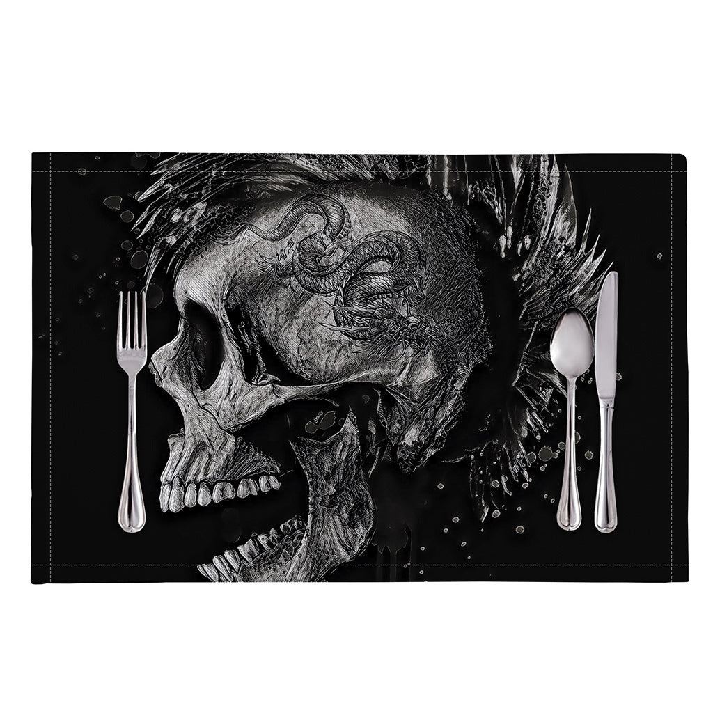 Monochrome Punk Skull Print Placemat