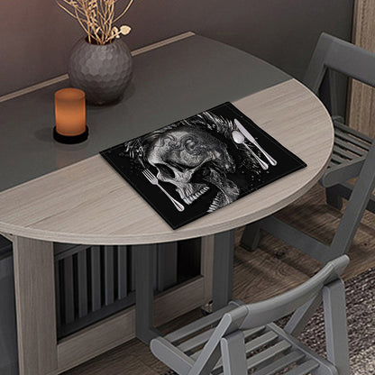 Monochrome Punk Skull Print Placemat
