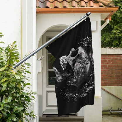 Monochrome Punk Skull Print Polyester Flag