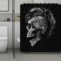 Monochrome Punk Skull Print Polyester Shower Curtain