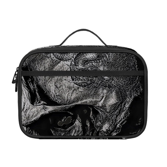 Monochrome Punk Skull Print Portable Lunch Bag
