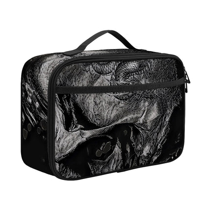 Monochrome Punk Skull Print Portable Lunch Bag