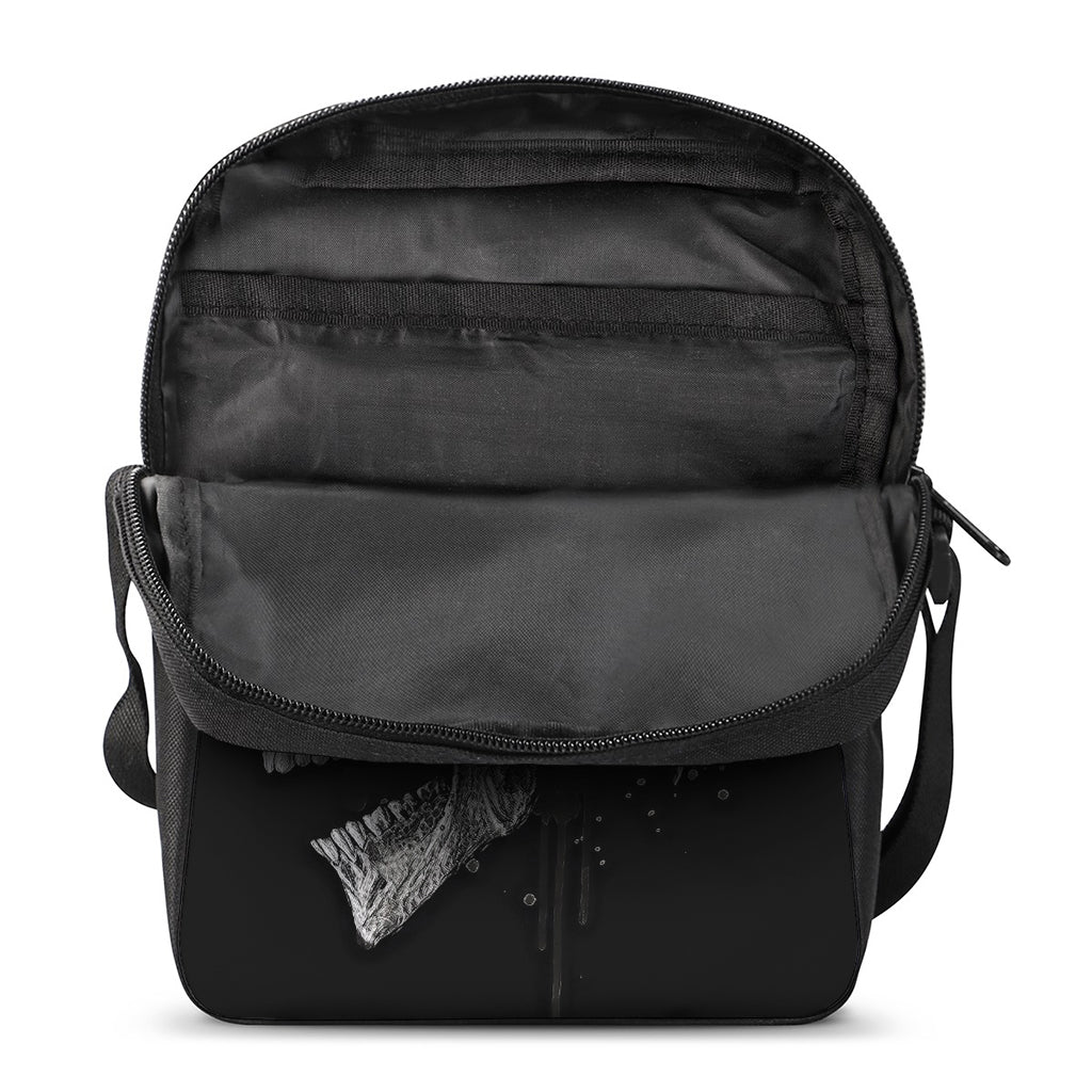 Monochrome Punk Skull Print Rectangular Crossbody Bag