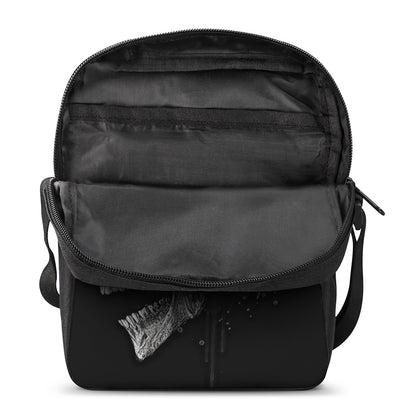 Monochrome Punk Skull Print Rectangular Crossbody Bag