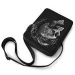 Monochrome Punk Skull Print Rectangular Crossbody Bag