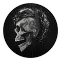 Monochrome Punk Skull Print Round Blanket