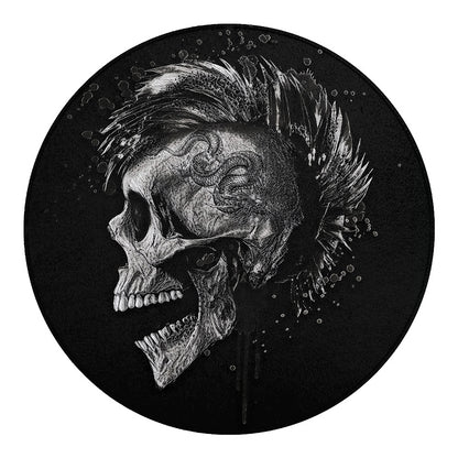 Monochrome Punk Skull Print Round Blanket