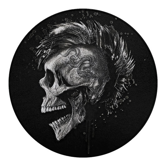 Monochrome Punk Skull Print Round Blanket