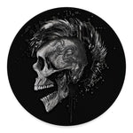 Monochrome Punk Skull Print Round Floor Mat