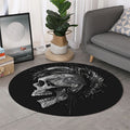 Monochrome Punk Skull Print Round Rug