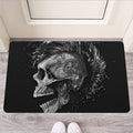 Monochrome Punk Skull Print Rubber Doormat