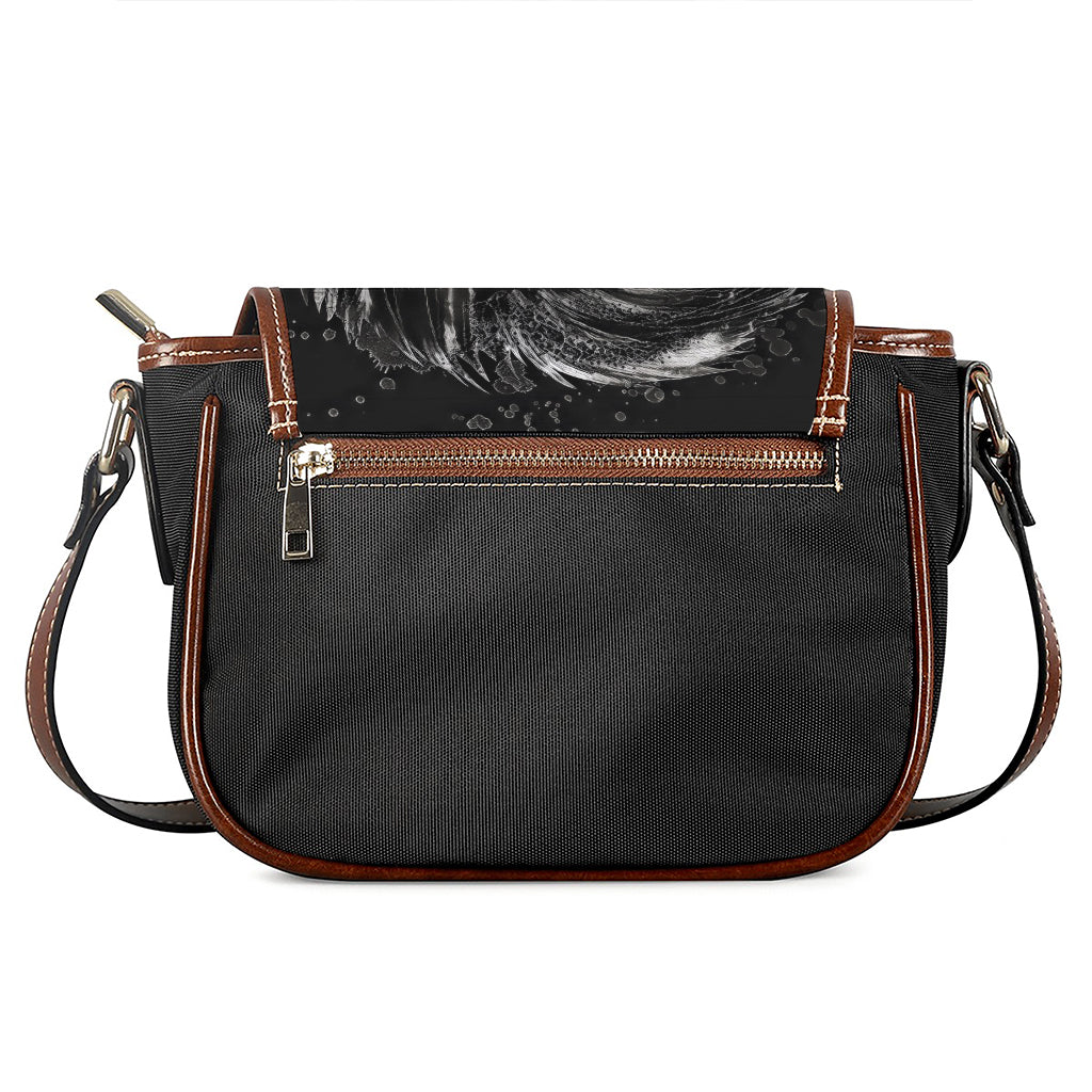 Monochrome Punk Skull Print Saddle Bag