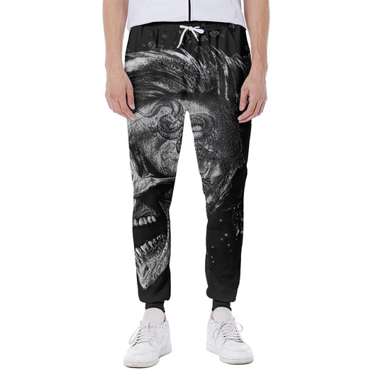 Monochrome Punk Skull Print Scuba Joggers