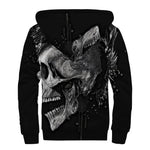 Monochrome Punk Skull Print Sherpa Lined Zip Up Hoodie
