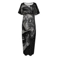 Monochrome Punk Skull Print Short Sleeve Long Nightdress