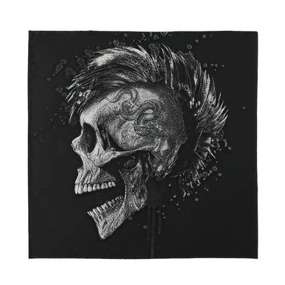 Monochrome Punk Skull Print Silk Bandana