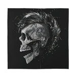 Monochrome Punk Skull Print Silk Bandana
