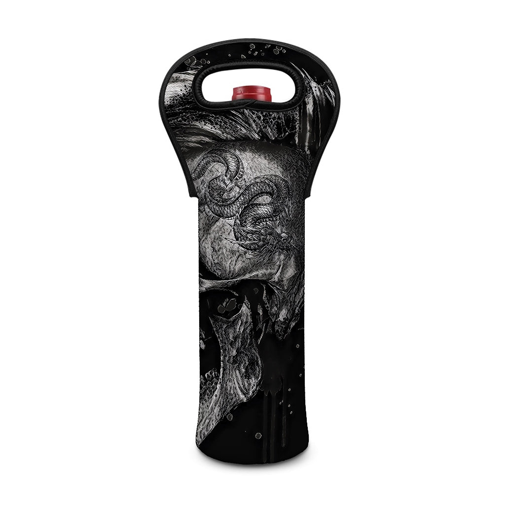 Monochrome Punk Skull Print Single Neoprene Wine Tote