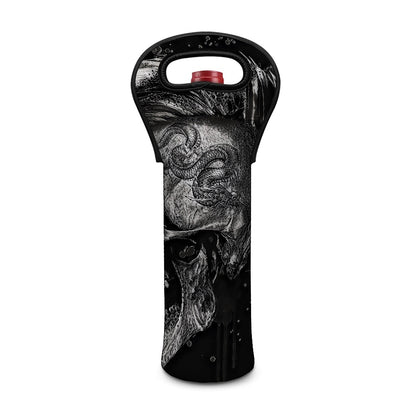 Monochrome Punk Skull Print Single Neoprene Wine Tote