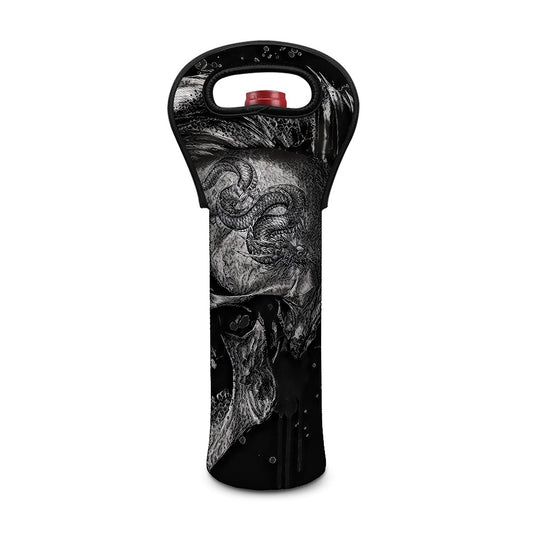 Monochrome Punk Skull Print Single Neoprene Wine Tote
