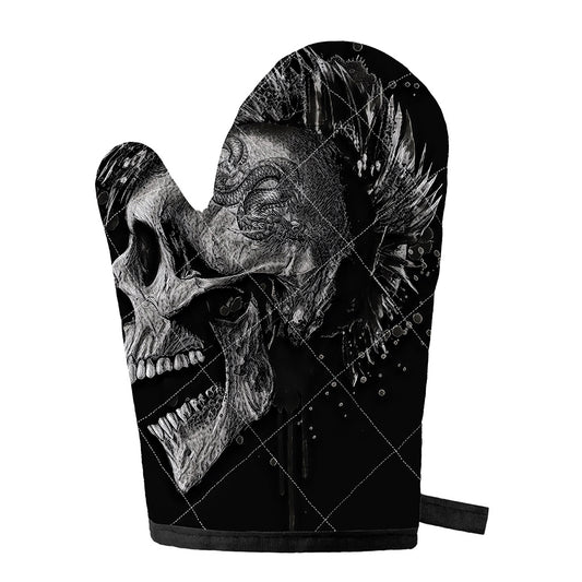Monochrome Punk Skull Print Single Oven Mitt