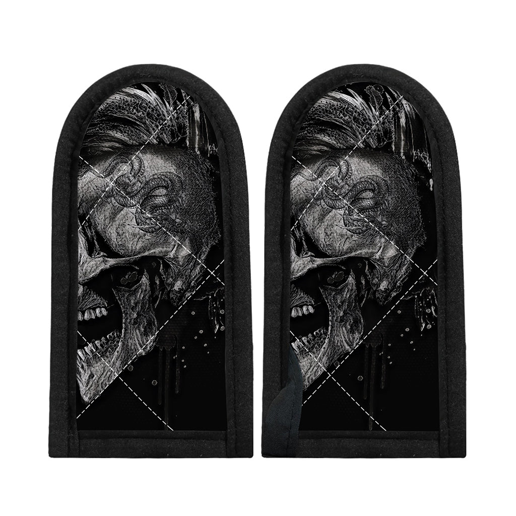 Monochrome Punk Skull Print Skillet Handle Cover