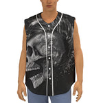 Monochrome Punk Skull Print Sleeveless Baseball Jersey