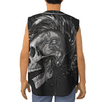 Monochrome Punk Skull Print Sleeveless Baseball Jersey