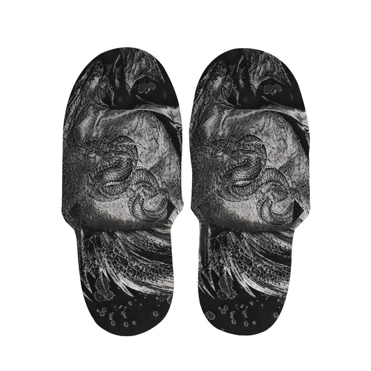 Monochrome Punk Skull Print Slippers