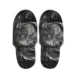 Monochrome Punk Skull Print Slippers