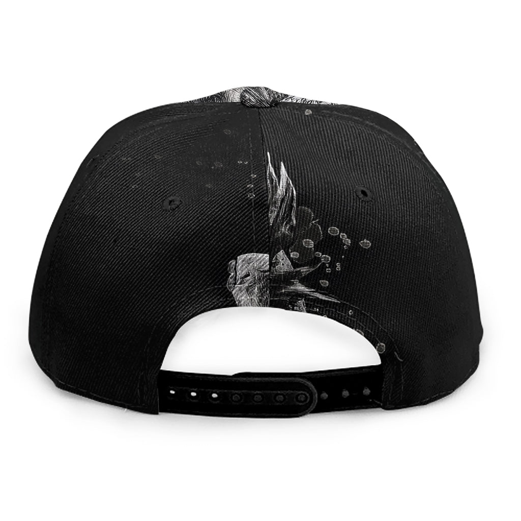 Monochrome Punk Skull Print Snapback Cap