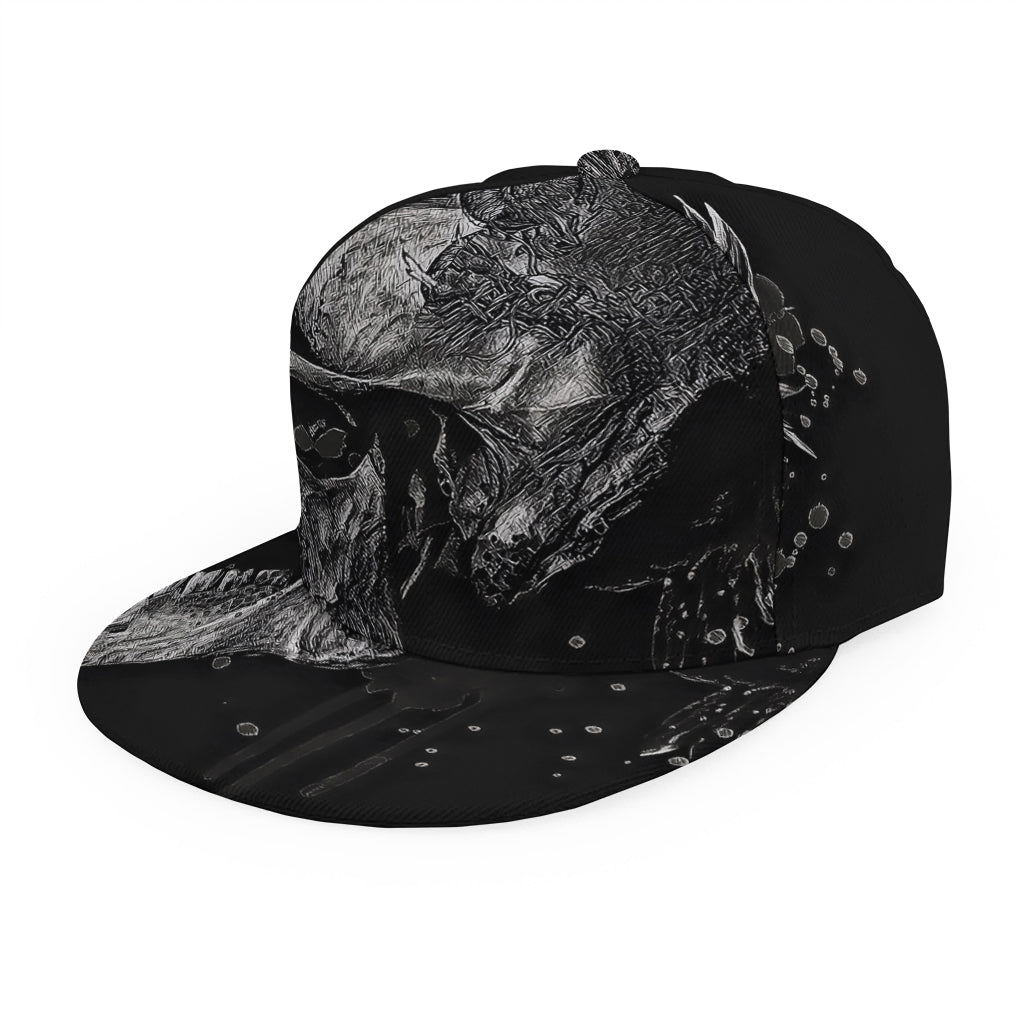 Monochrome Punk Skull Print Snapback Cap