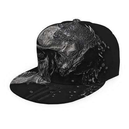 Monochrome Punk Skull Print Snapback Cap