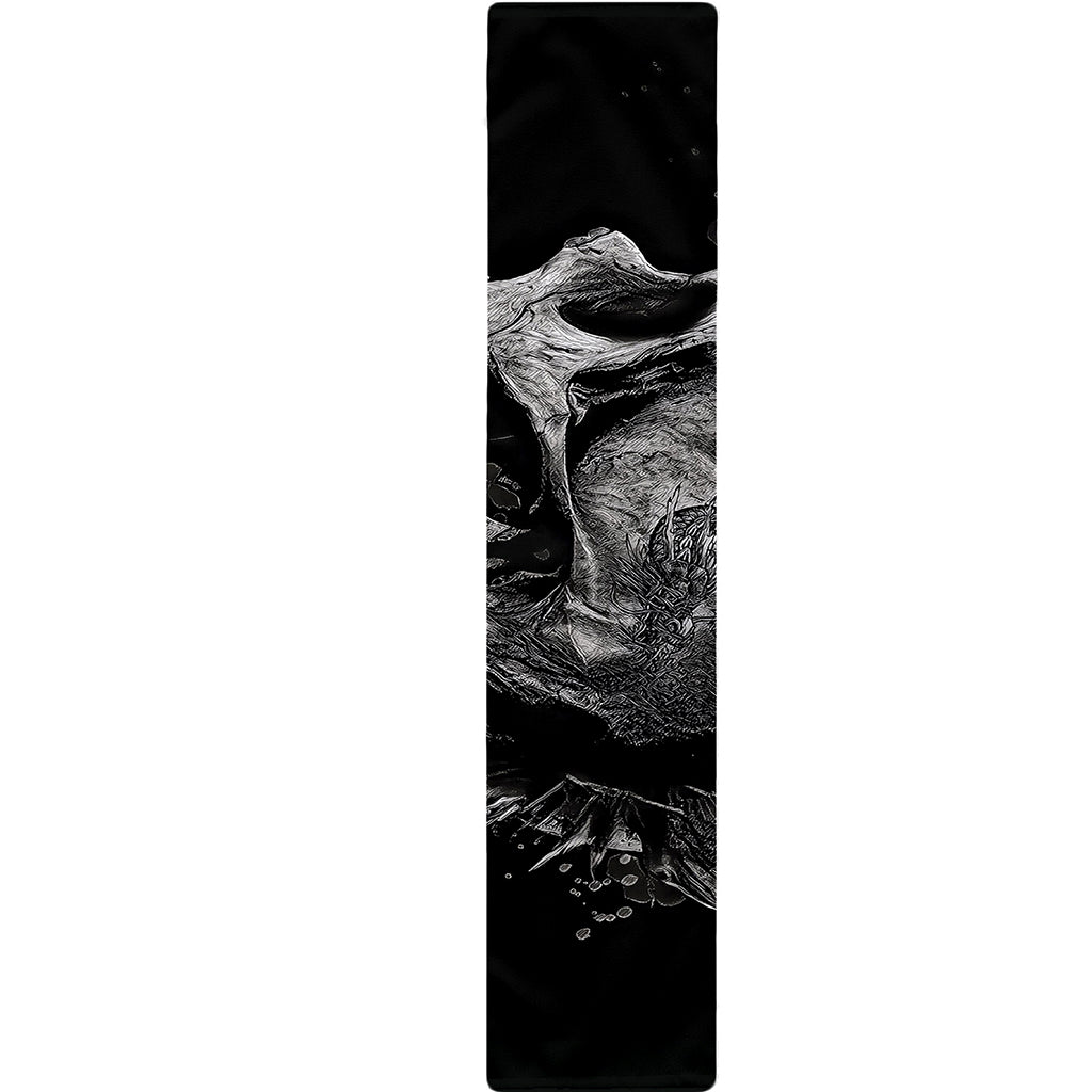 Monochrome Punk Skull Print Table Runner