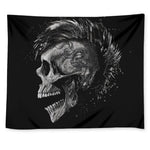 Monochrome Punk Skull Print Tapestry