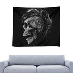 Monochrome Punk Skull Print Tapestry