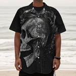 Monochrome Punk Skull Print Textured Short Sleeve Shirt