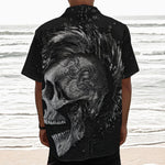 Monochrome Punk Skull Print Textured Short Sleeve Shirt