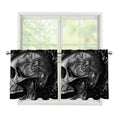 Monochrome Punk Skull Print Tier Curtains