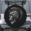 Monochrome Punk Skull Print Tire Cover With Camera Hole