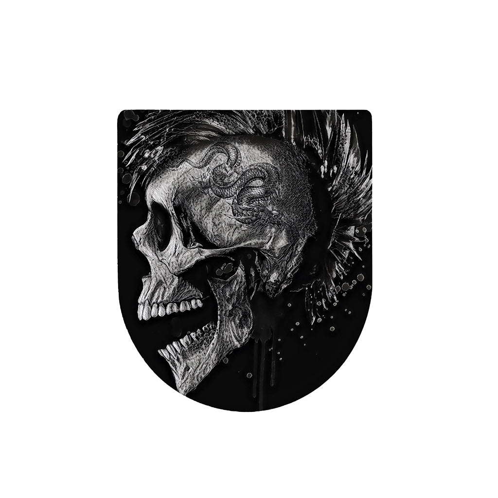 Monochrome Punk Skull Print Toilet Lid Cover