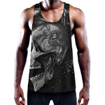 Monochrome Punk Skull Print Training Tank Top