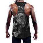 Monochrome Punk Skull Print Training Tank Top