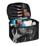 Monochrome Punk Skull Print Travel Makeup Bag
